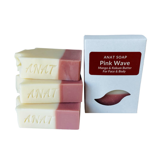 Anat Soap Pink & Ivory Wave handmade plant-based soap bars with mango and kokum butter for face and body.