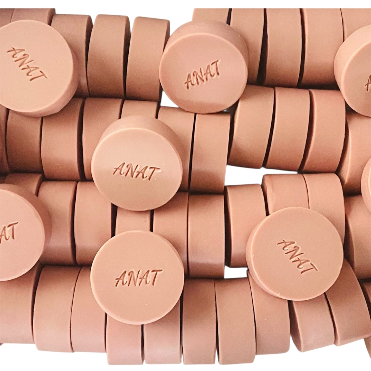 Anat Soap Rose Clay round handmade plant-based soap bars with mango and kokum butters for face and body.