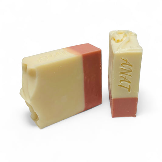 Anat Soap Pink & Ivory handmade plant-based soap bars with mango and kokum butter for face and body.