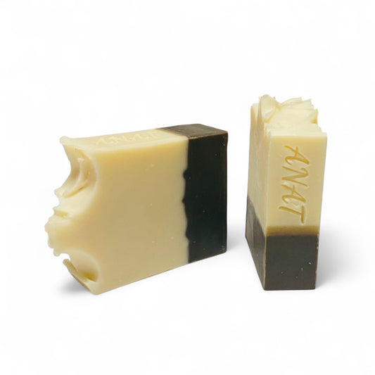 Anat Soap Black & Ivory handmade plant-based soap bars with mango and kokum butter for face and body.